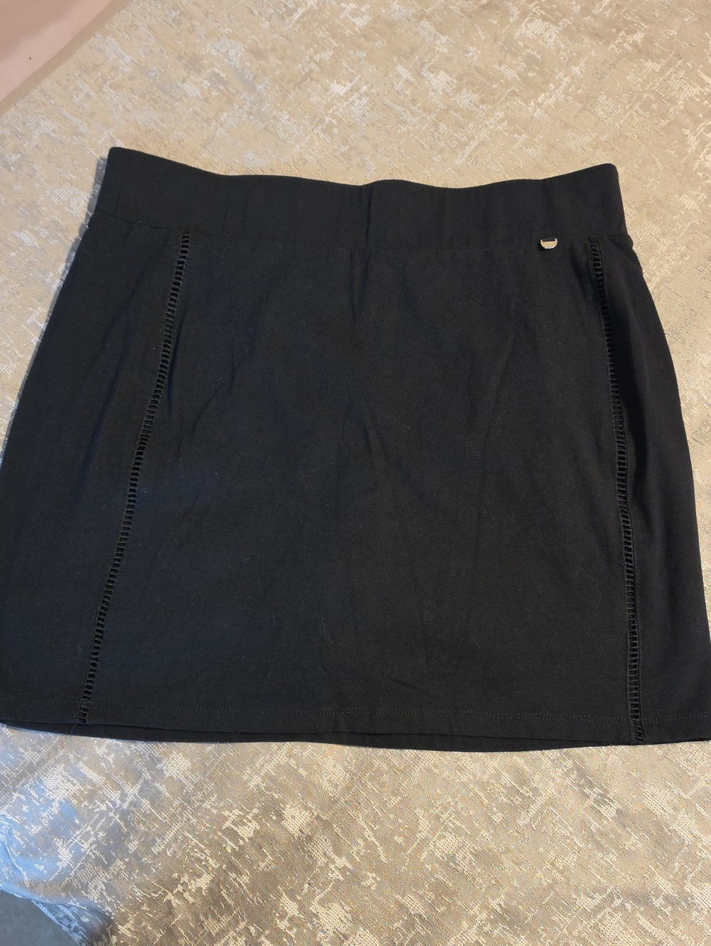 Jones New York Black Mini Skort with Ladder Stitch Panels Sz M Like New